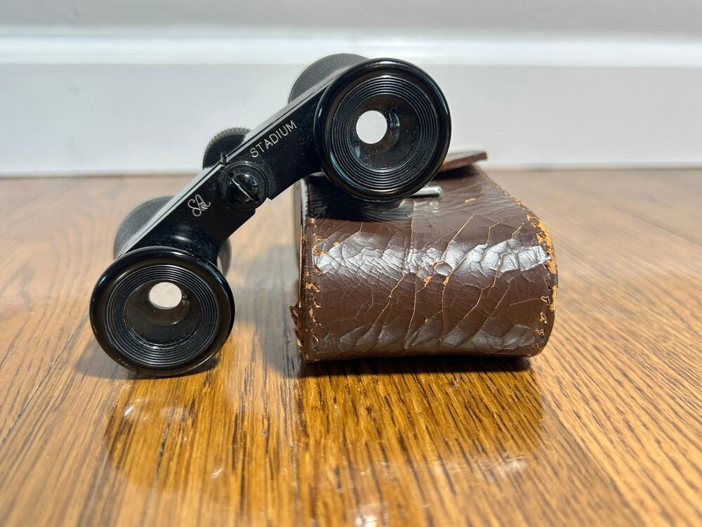 Vintage Ruka Stadium Opera Glasses, Compact Theater Binoculars with Leather Case